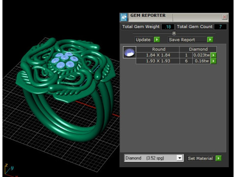 Floral Enigma Gold Diamond Ring Model Cetak 3D