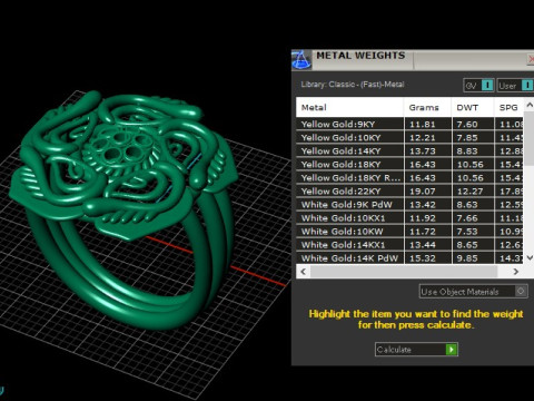 Floral Enigma Gold Diamond Ring Model Cetak 3D