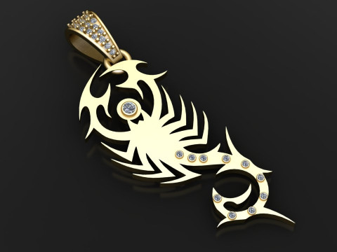 Inferno Fang Tribal Gold Pendant Modèles 3D en vedette