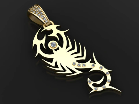 Pingente Tribal de Ouro Inferno Fang Modelo de Impressão 3D