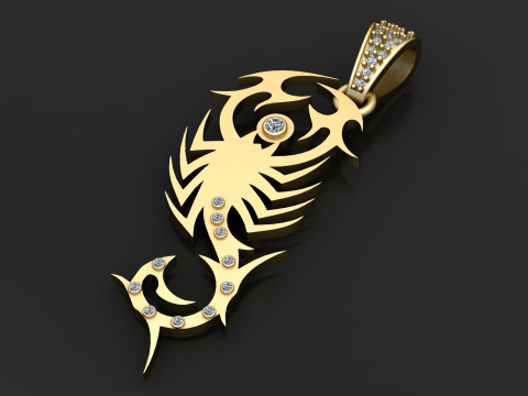 Inferno Fang Tribal Gold Pendant 3D Baskı Modeli