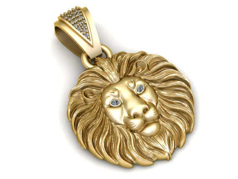 Pendentif Majestic Roar T&ecirc;te de Lion en Or Modèles 3D en vedette