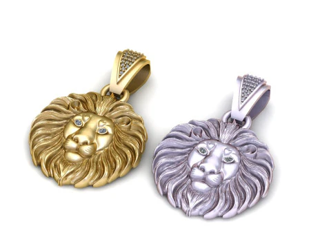 Majestic Roar Lion Head Gold Pendant 3D Print Model
