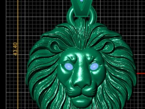 Majestic Roar Lion Head Gold Pendant 3D Print Model