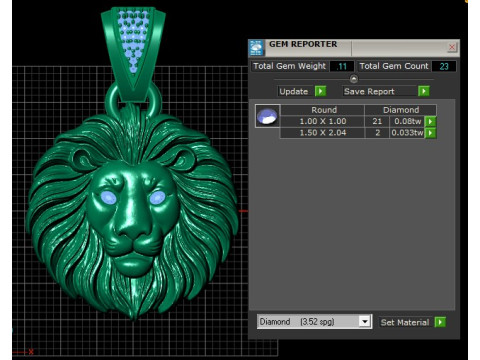 Liontin Emas Kepala Singa Mengaum yang Luar Biasa Model Cetak 3D