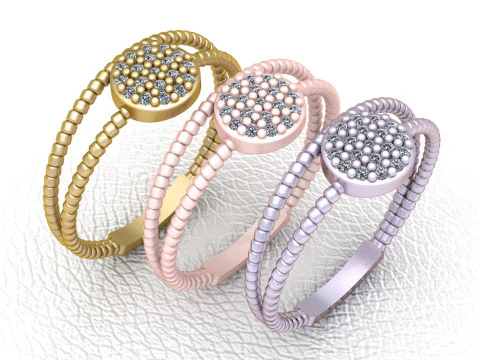 Celeste Bead Cluster Ring 3D Print Model