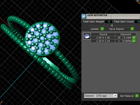 Celeste Bead Cluster Ring 3D Print Model