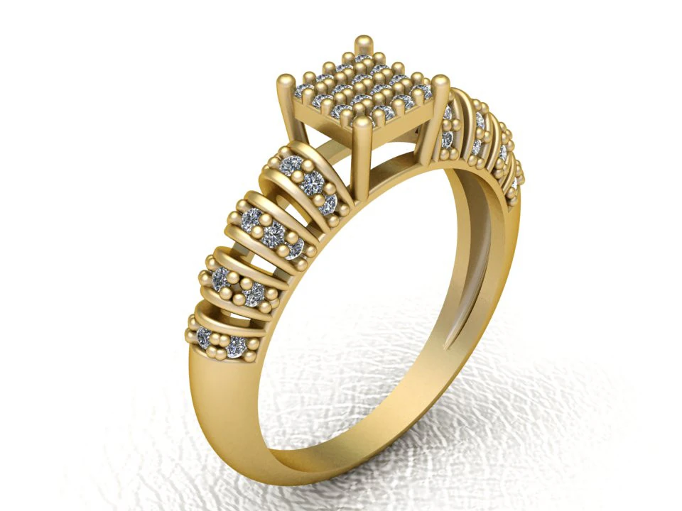Regal Crown Diamond Ring 3D Print Model .c4d .max .obj .3ds .fbx .stl .blend
