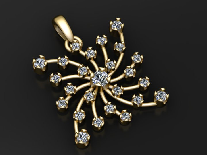 Starburst Pendant Model Cetak 3D .c4d .max .obj .3ds .fbx .stl .blend 