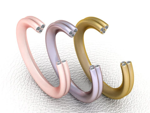 Zarif İkili Set Açık Manşet Halkası 3D Yazdırılabilir model 3D Baskı Modeli