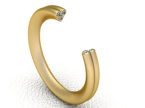Elegant Twin-Set Open Cuff Ring 3D Printable model 3D Print Model