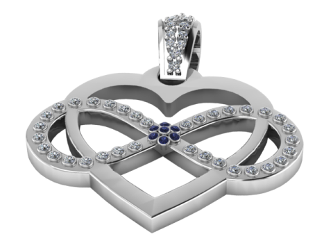 Infinity Heart Pendant 3D Printable Model 3Dプリントモデル