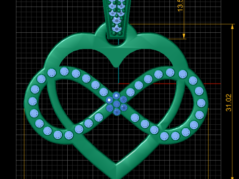 Infinity Heart Pendant 3D Printable Model 3Dプリントモデル