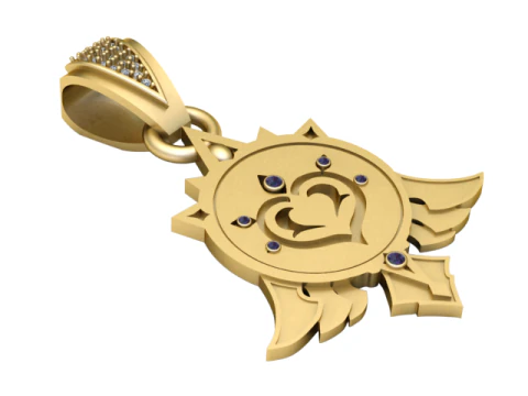 Model Cetak 3D Liontin Sayap Hati Model Cetak 3D