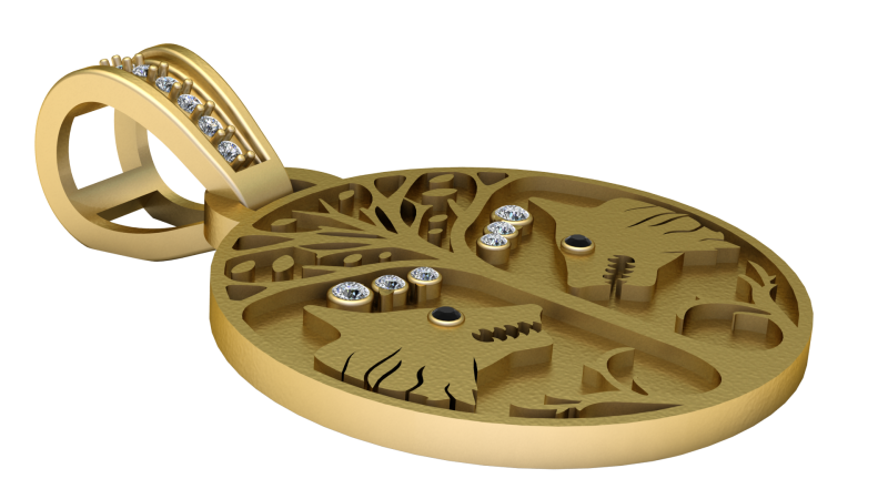 Wolf Horse Spirit Pendant 3D Printable Model Modelo de Impressão 3D .c4d .max .obj .3ds .fbx .stl .blend