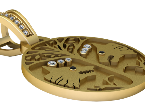 Wolf Horse Spirit Pendant 3D Printable Model Model do druku 3D