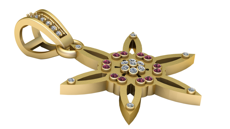 Floral Star Pendant 3D Printable Model 3D Print Model .c4d .max .obj .3ds .fbx .stl .blend