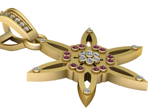 Floral Star Pendant 3D Printable Model Model do druku 3D