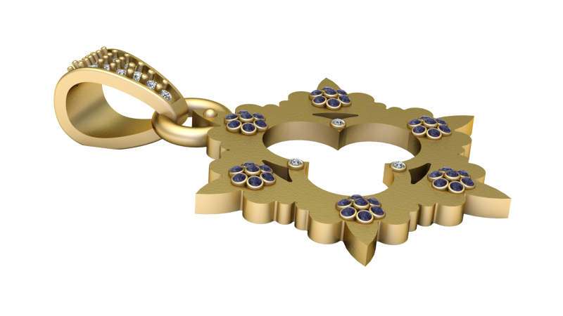 Regal Floral Heart Pendant 3D Printable Mode 3D 打印模型 .c4d .max .obj .3ds .fbx .stl .blend 