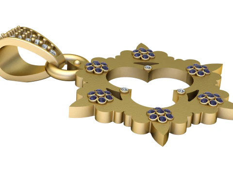 Pendentif coeur floral royal Mode imprimable en 3D Modèles 3D en vedette