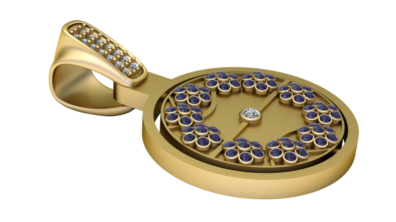 Sapphire Blossom Pendant 3D Printable Model 3D 打印模型 .c4d .max .obj .3ds .fbx .stl .blend