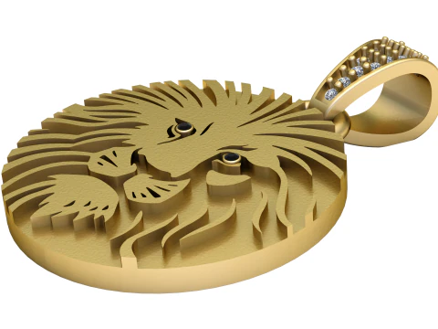 Lion Face Pendant 3D Printable Model 3D Print Model