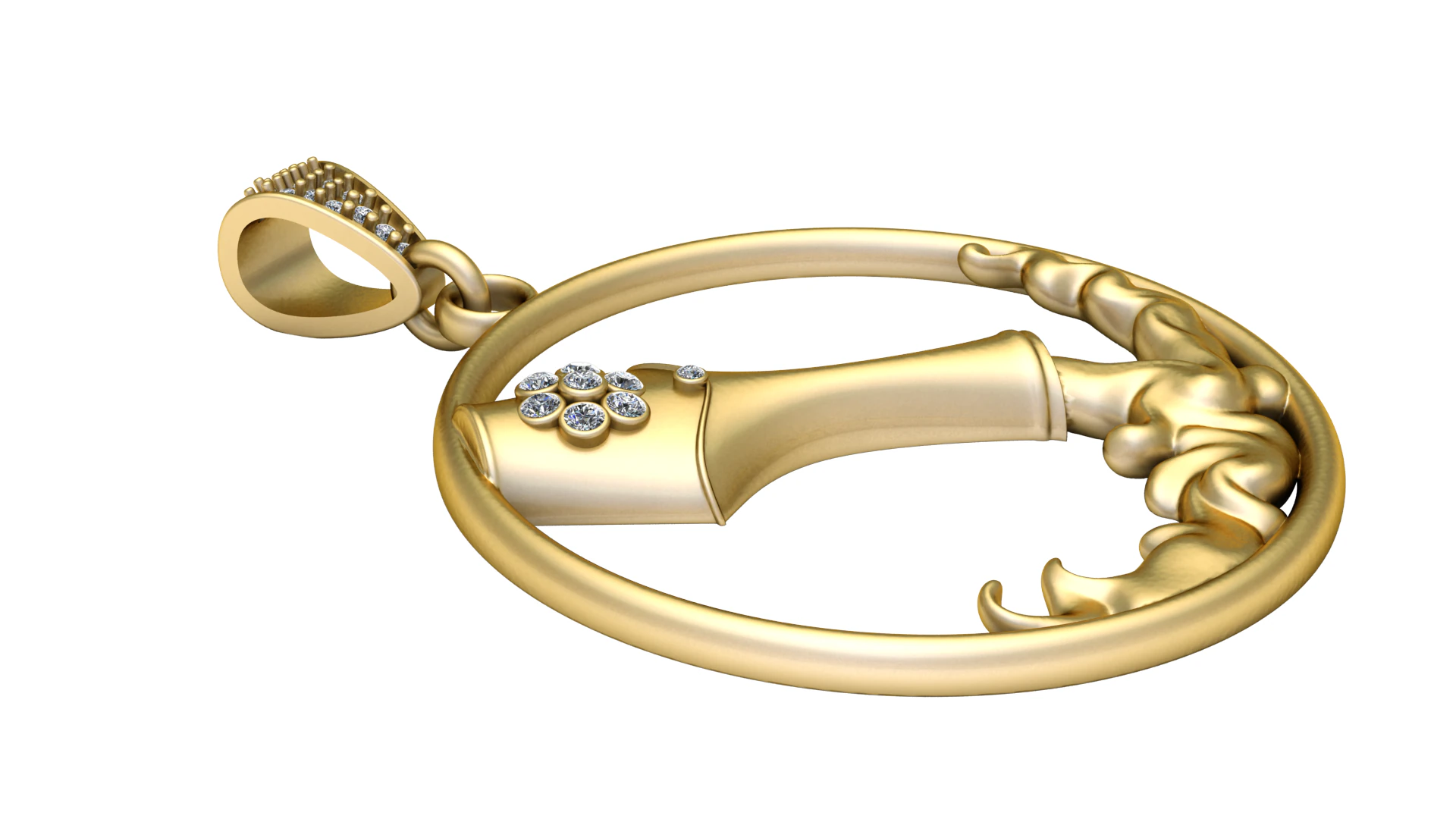 Golden Pixie Pendant 3D Printable Model 3D Print Model .c4d .max .obj .3ds .fbx .stl .blend
