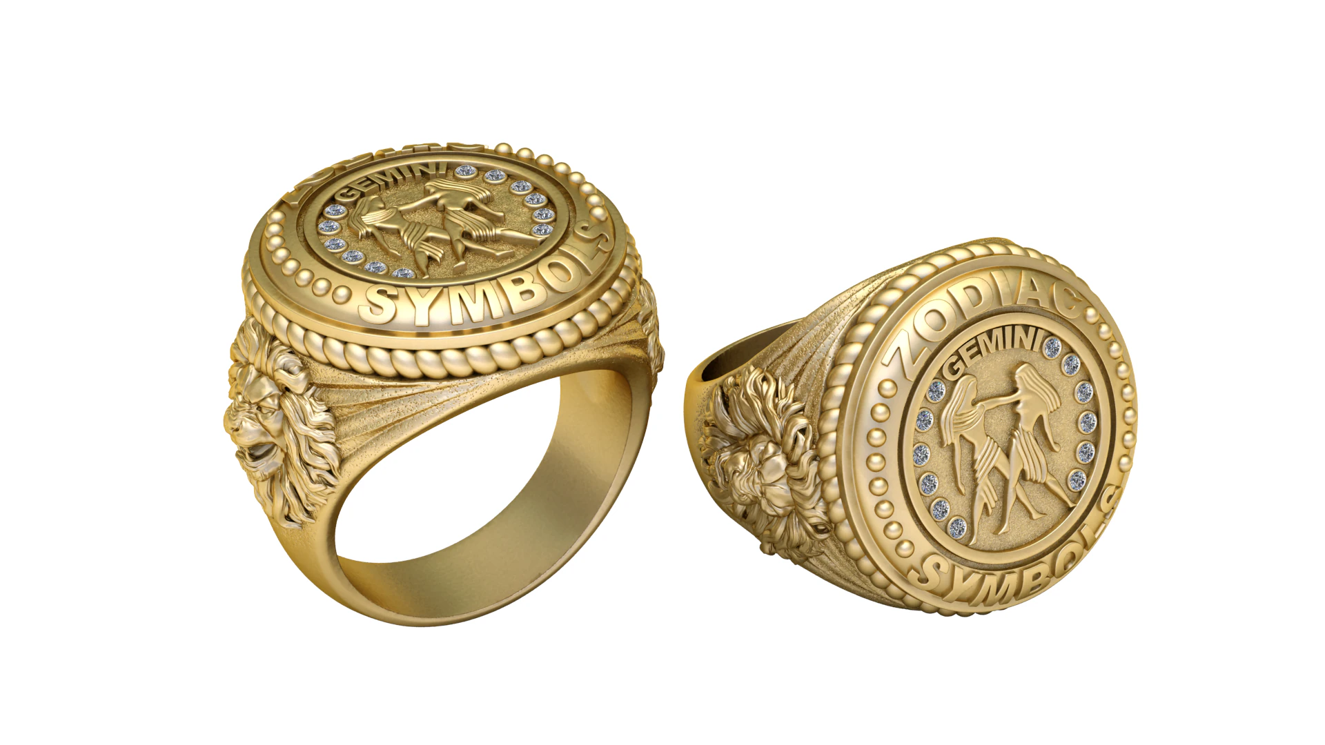 Gemini Zodiac Ring 3D Printable Model 3D Print Model .c4d .max .obj .3ds .fbx .stl .blend 