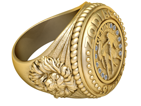Gemini Zodiac Ring 3D Printable Model 3D Baskı Modeli