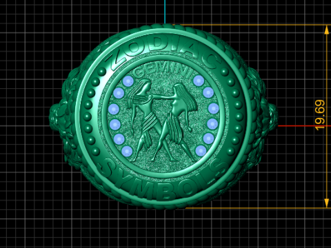 Gemini Zodiac Ring 3D Printable Model 3D Baskı Modeli