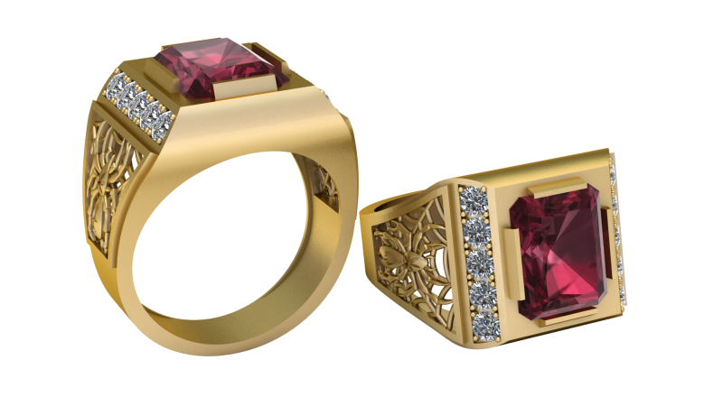 Regal Mens Gold Ring 3D Printable Jewelry Model 3D Print Model .c4d .max .obj .3ds .fbx .stl .blend 