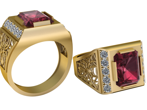 Regal Mens Gold Ring 3D Printable Jewelry Model Modelo de impresión 3D