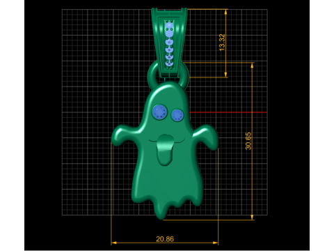 Cute Ghost Pendant 3D Printable Jewelry Model Modello di stampa 3D