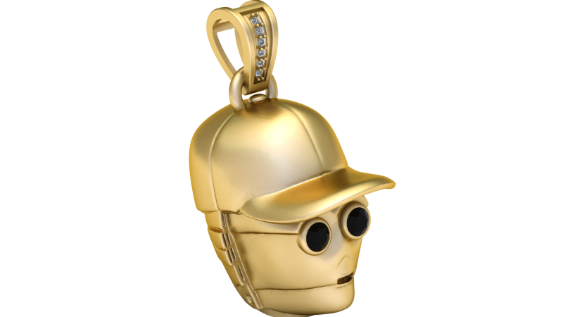 3D Printable Robot Head Pendant with Cap Modelo de impresión 3D .c4d .max .obj .3ds .fbx .stl .blend 