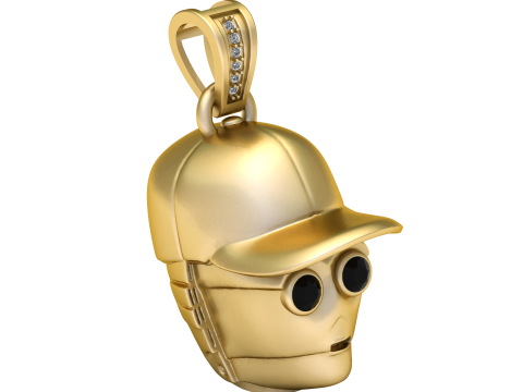 3D Printable Robot Head Pendant with Cap Modelo de impresión 3D