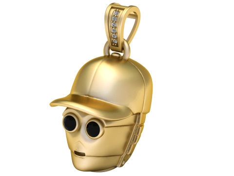 3D Printable Robot Head Pendant with Cap Modelo de impresión 3D