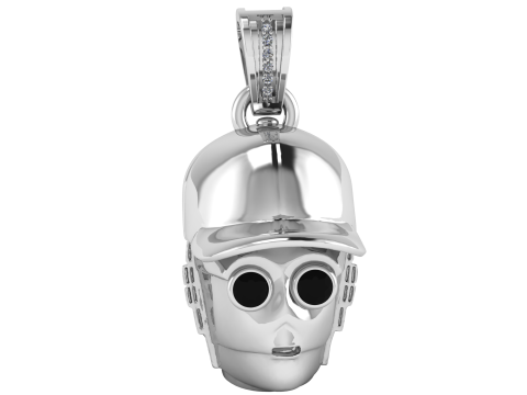 3D Printable Robot Head Pendant with Cap Modelo de impresión 3D