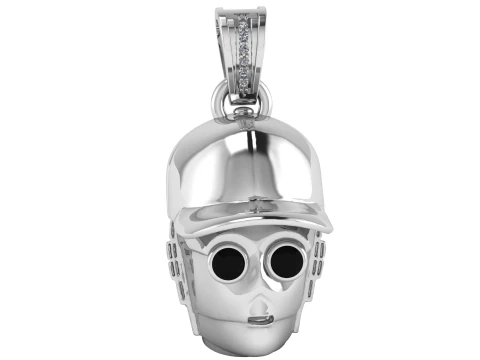 3D Printable Robot Head Pendant with Cap 3D Print Model