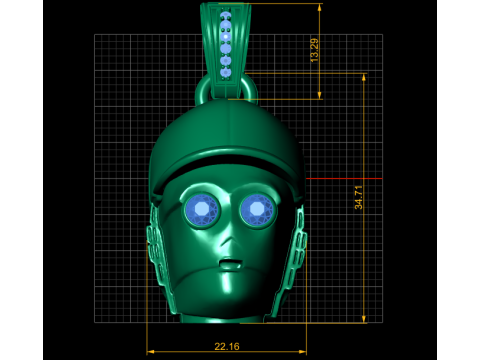 3D Printable Robot Head Pendant with Cap Modelo de impresión 3D