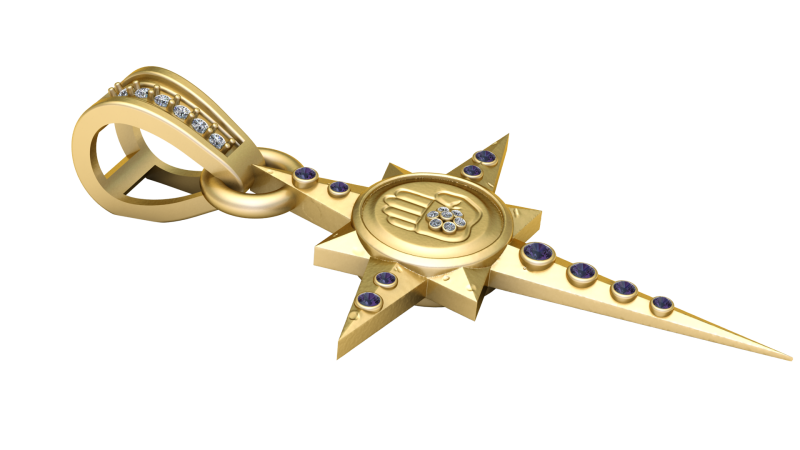 3D Printable Star Dagger Pendant 3Dプリントモデル .c4d .max .obj .3ds .fbx .stl .blend 