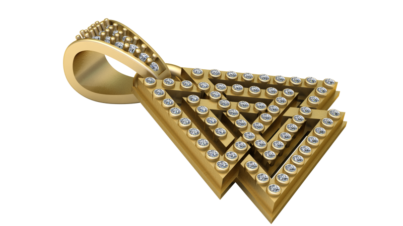 3D Printable Geometric Triangle Pendant Modello di stampa 3D .c4d .max .obj .3ds .fbx .stl .blend 