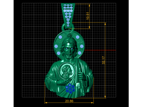 3D Printable Jesus Pendant 3D Print Model