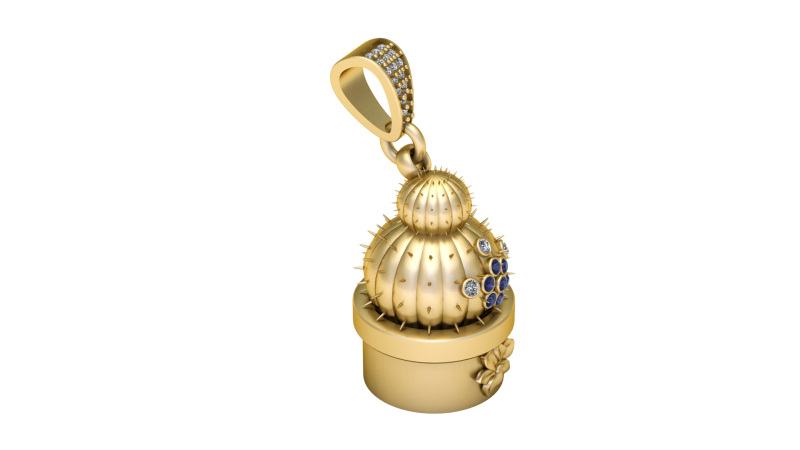 3D Printable Cactus Pendant 3D 打印模型 .c4d .max .obj .3ds .fbx .stl .blend 