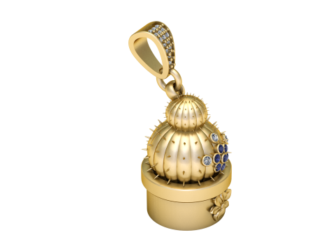 3D Printable Cactus Pendant 3D Принт Модель