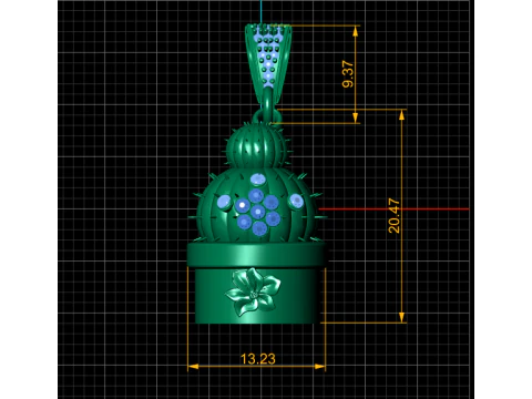 3D Printable Cactus Pendant 3D Print Model