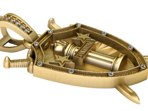 Подвеска-меч-щит для 3D-печати 3D Принт Модель