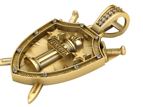 3D Printable Shield Sword Pendant 3Dプリントモデル