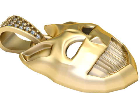 3D Printable Panther Mask Pendant Modèles 3D en vedette