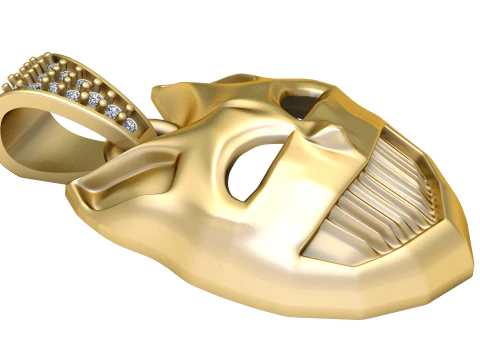 Pingente de m&aacute;scara de pantera para impress&atilde;o em 3D Modelo de Impressão 3D
