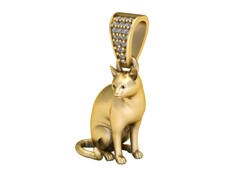 3D Printable Sitting Cat Pendant Model Cetak 3D